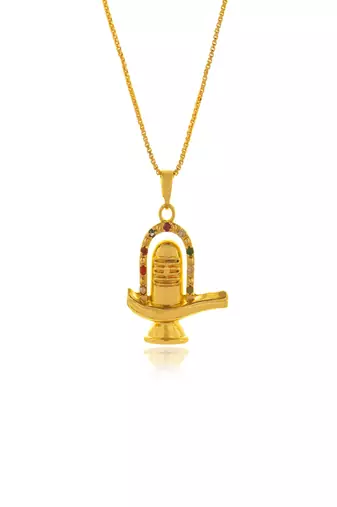 Gold Plated Shivling Pendant Necklace