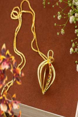 Designer gold plated navratan pendant 1
