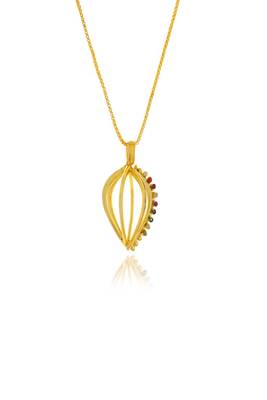 Designer gold plated navratan pendant 2