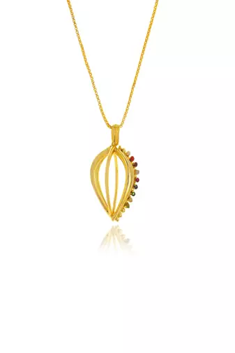 Designer gold plated navratan pendant
