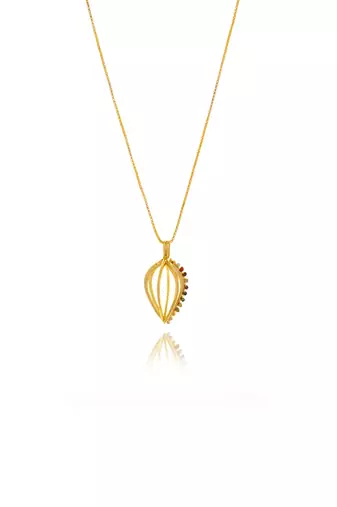Designer gold plated navratan pendant