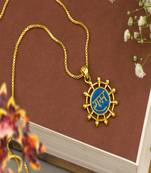 Gold plated ram symbol round pendant necklace