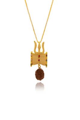 Om design rudraksha studded pendant with chain 2