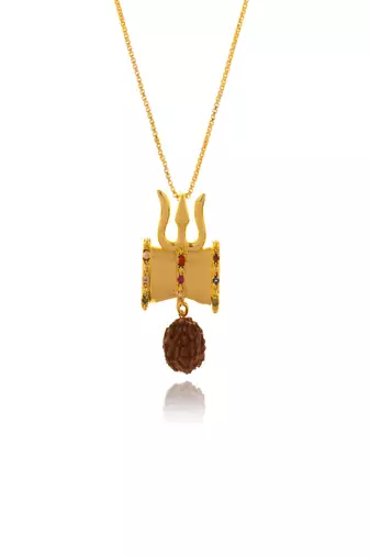 Om design rudraksha studded pendant with chain