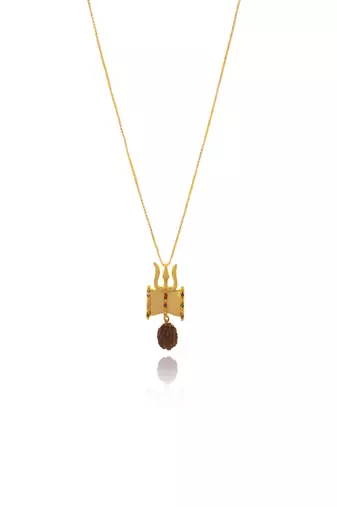 Om design rudraksha studded pendant with chain