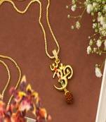 Om design rudraksha studded pendant with chain
