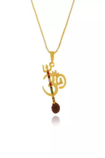 Om design rudraksha studded pendant with chain