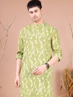 Green men's kurta top - organic edition 1