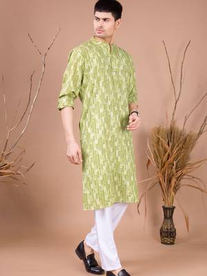Green men's kurta top - organic edition 3
