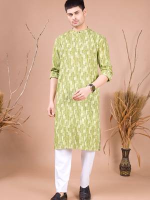 Green men's kurta top - organic edition 4