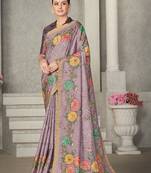 Mauve color weaving printed tussar silk saree with blouse