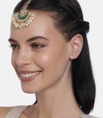 Laida green gold plated hand crafted kundan studded maang tikka