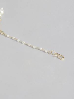 Laida gold-plated and white kundan chand style & pearl beaded maang tikka 5