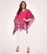Maroon embellished floral kaftan top