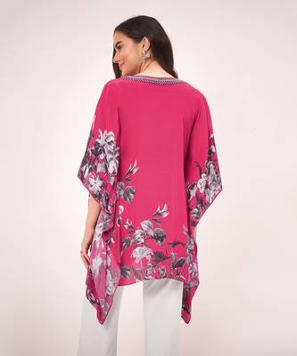 Maroon embellished floral kaftan top 4