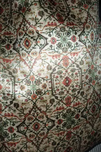 Beige Printed Brocade Silk Men Kurtas