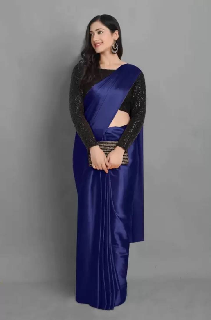 Bollywood Style Designer Satin Silk Saree Party Wear Saree Exclusive Saree With Sequence Work Blouse
