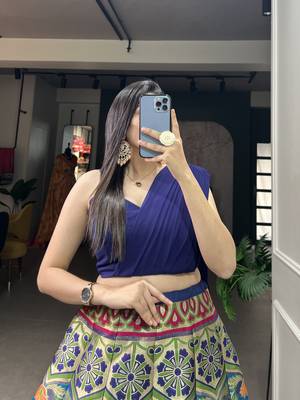 Navy Blue Banarasi Silk Zari Woven Lehenga Choli 2