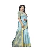 Sky blue woven south silk saree with blouse (without tassel)