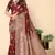 Maroon Woven Silk Blend Saree With Blouse