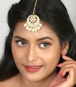 Laida white & gold-plated handcrafted pearl embellished maang tikka