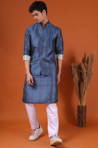 Shiwam ethnix men's kurta with pyjama and jacket  -jodhpur collection