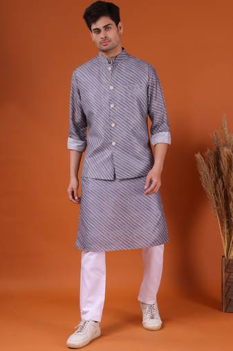 Shiwam ethnix men's kurta top and pyajama with jacket -jodhpur collection