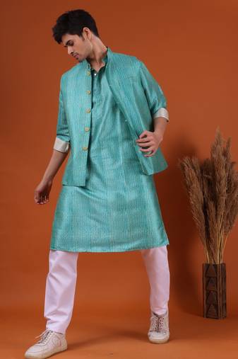 Shiwam ethnix men's kurta top and pyajama with jacket -jodhpur collection