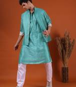 men's kurta top and pyajama with jacket -jodhpur collection