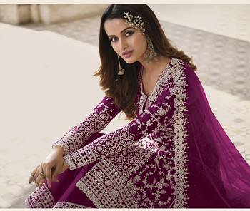 Purple Net Embroidered Straight Salwar Kameez 2