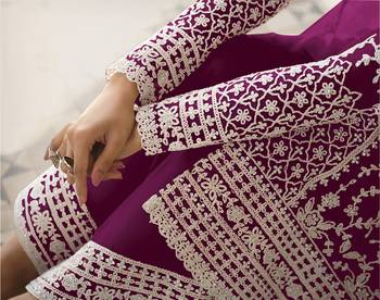 Purple Net Embroidered Straight Salwar Kameez 3