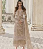 Chiku Net Embroidered Straight Salwar Kameez