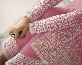 Light Pink Net Embroidered Straight Salwar Kameez 3