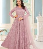 Light Pink  Soft Net Embroidered Partywear Salwar Kameez