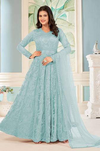 Pure Lawn Ice Blue Embroidered Festive Salwar Suit
