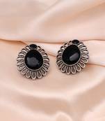 Black color monalisa stone oxidised earrings