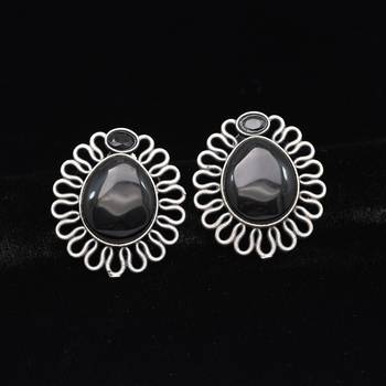 Black color monalisa stone oxidised earrings 2