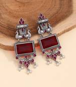 Maroon color monalisa stone oxidised earrings