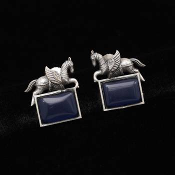 Blue color monalisa stone oxidised earrings 2