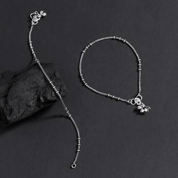Silver color oxidised anklets 1