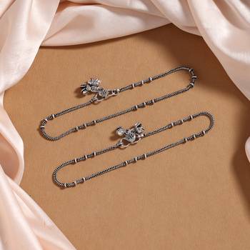 Silver color oxidised anklets 2