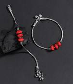 Red color oxidised anklets