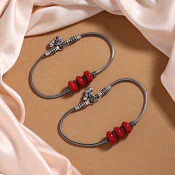 Red color oxidised anklets 2