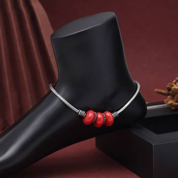 Red color oxidised anklets 3