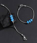 Firozi color oxidised anklets