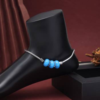 Firozi color oxidised anklets 3