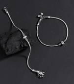 Silver color oxidised anklets
