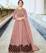 Dark Rose Soft Net Semi Stitched Embroidered Salwar Suit
