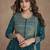 Dark teal color faux georgette semi stitched embroidered palazzo suit