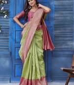 Floral Woven Design Zari Banarasi Saree